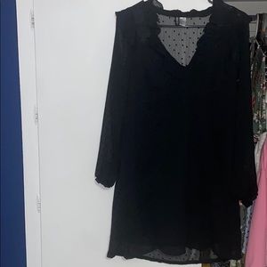 Black polka dot flowy dress